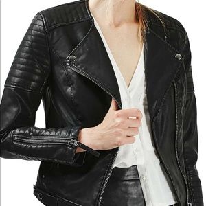 Topshop Nelly Faux Leather Biker Jacket